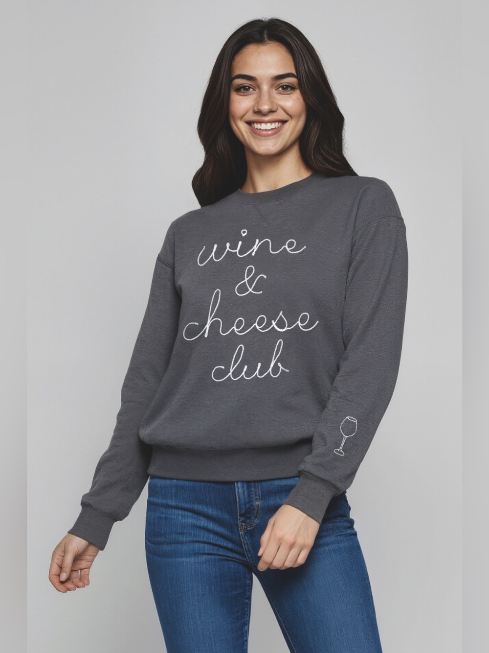 NWT Wildfox Wine & Cheese Embroidered Charlie Sweatshirt Size Small